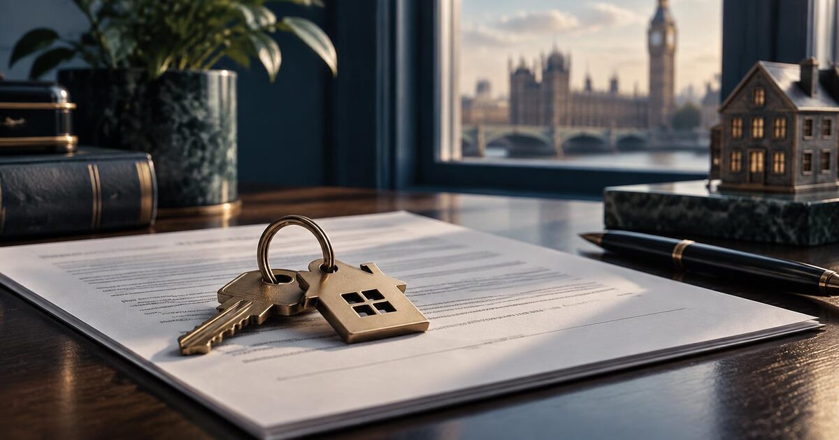 House keys resting on a property purchase contract, illustrating Stamp Duty Land Tax on a UK home purchase